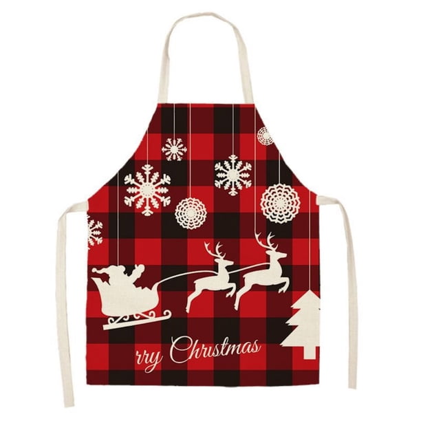 Navidad Ajustable Negro Y Rojo A Cuadros Delantal Antiaceite Y Antiincrustante Delantal De Cocina Para Hornear Inevent HA043623-02