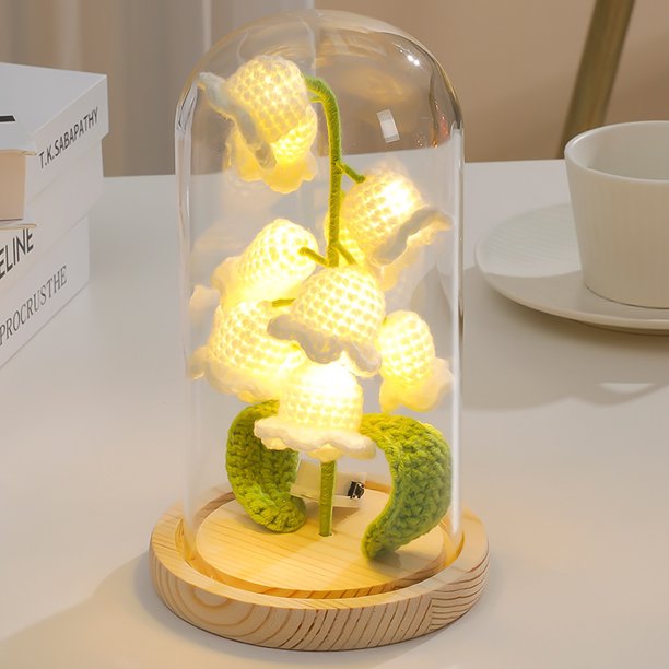 Luz De Noche Adornos de tejido de lana con luz nocturna de lirio de los valles de simulación LED (blanco) Sywqhk Para estrenar
