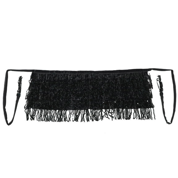 DEEPCRAFF Black Sequin Skirt for Performance with Comfortable Fit and Shiny Tassels 27.5 Inches