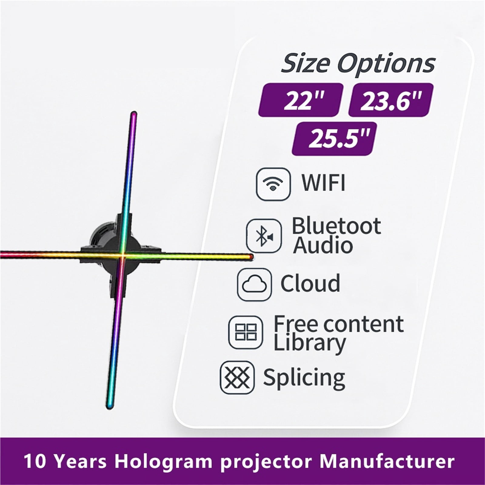 22 inch 3D Hologram Fan Display Advertising Projector LED Wall Mounted Digital Rotating Fan for Business Visual Promotion