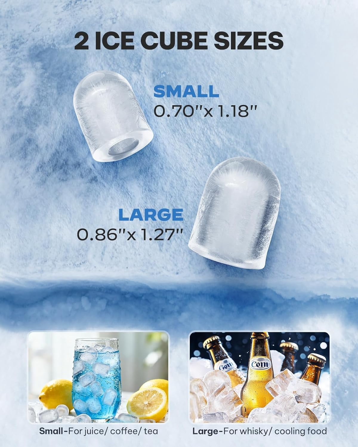 Ice Maker Countertop Machine with Handle, 26lbs in 24h, 9 Ice Cubes Ready in 6 Mins, Self-Cleaning Ice Makers with Basket and Scoop, Ideal for Home, Kitchen, Camping, RV