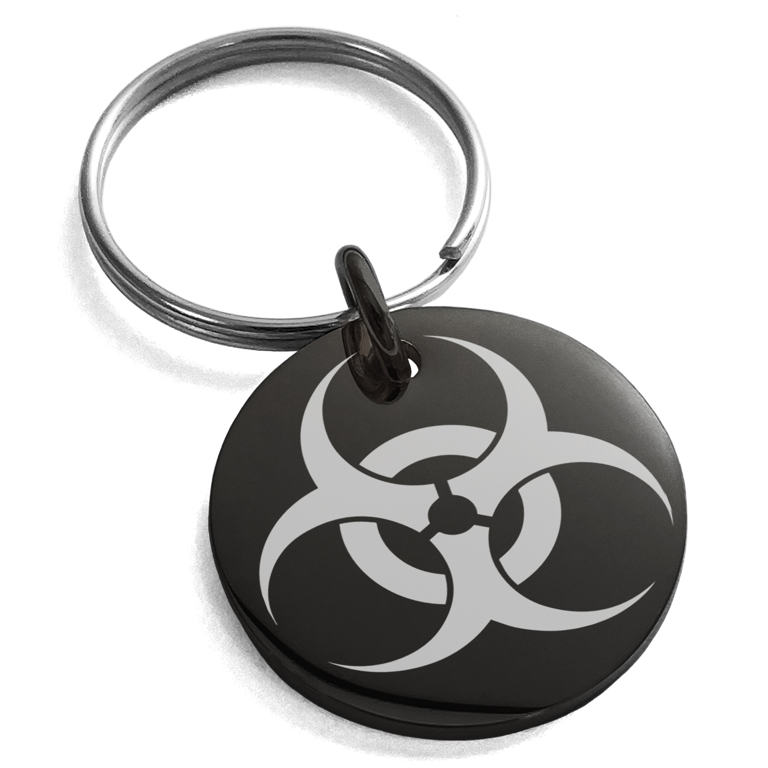 Stainless Steel Biohazard Engraved Small Medallion Circle Charm ...