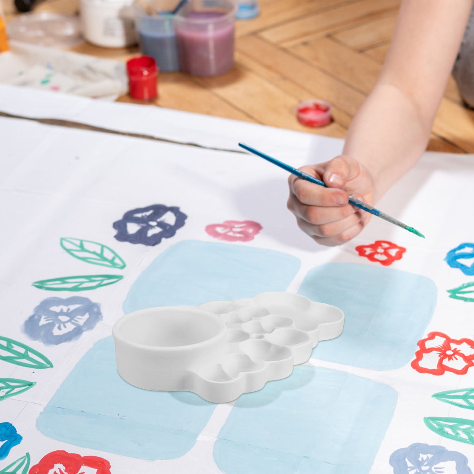 ELAYARD Portable White Plastic Watercolor Palette Tray for Mixing Paints at Home and Art Projects