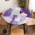 thumbnail image 5 of Purple Gray Block Elastic Fitted Round Table Cover Abstract Art Waterproof Outdoor Tablecloth for Holiday Party, Picnic, Patio & Dining Fits Tables Up to 36"-44", 5 of 8