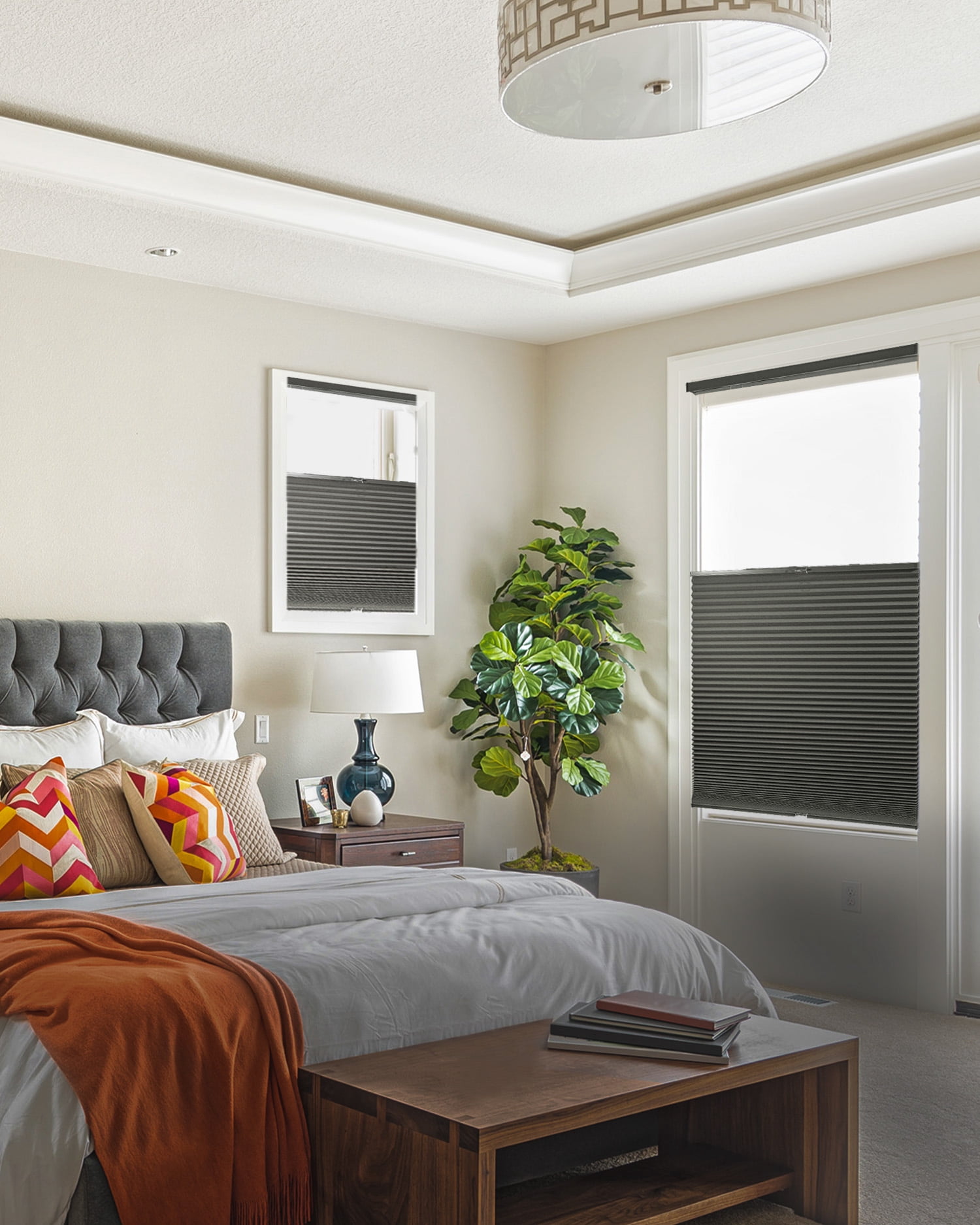 Chicology Cordless Top Down Bottom Up Blackout Cellular Shade Tarpaulin Grey 66 in. W x 72 in. L