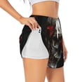 thumbnail image 3 of Lsque Realistic Rose Skull Printed Women's Running Shorts with Liner Pockets,Elastic Quick Dry Workout Athletic Gym Yoga Shorts,Womens High Waist Shorts-Large, 3 of 9