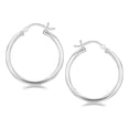thumbnail image 1 of Sterling Silver Rhodium Plated Thin Polished Hoop Motif Earrings 25mm, 1 of 2