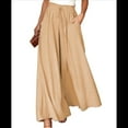 thumbnail image 3 of Pantalones Casuales para Mujer, con Cintura Elástica y Pierna , con Bolsillos. Caqui S, 3 of 9