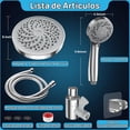 thumbnail image 2 of Doble Regaderas para Baño Alta Presion 6" Cabezal de Ducha de 3 Modos Regadera de Telefono para Baño Ducha de LLuvia Regadera de Mano con Manguera de 1.5M (Clásica, Cromo), 2 of 7