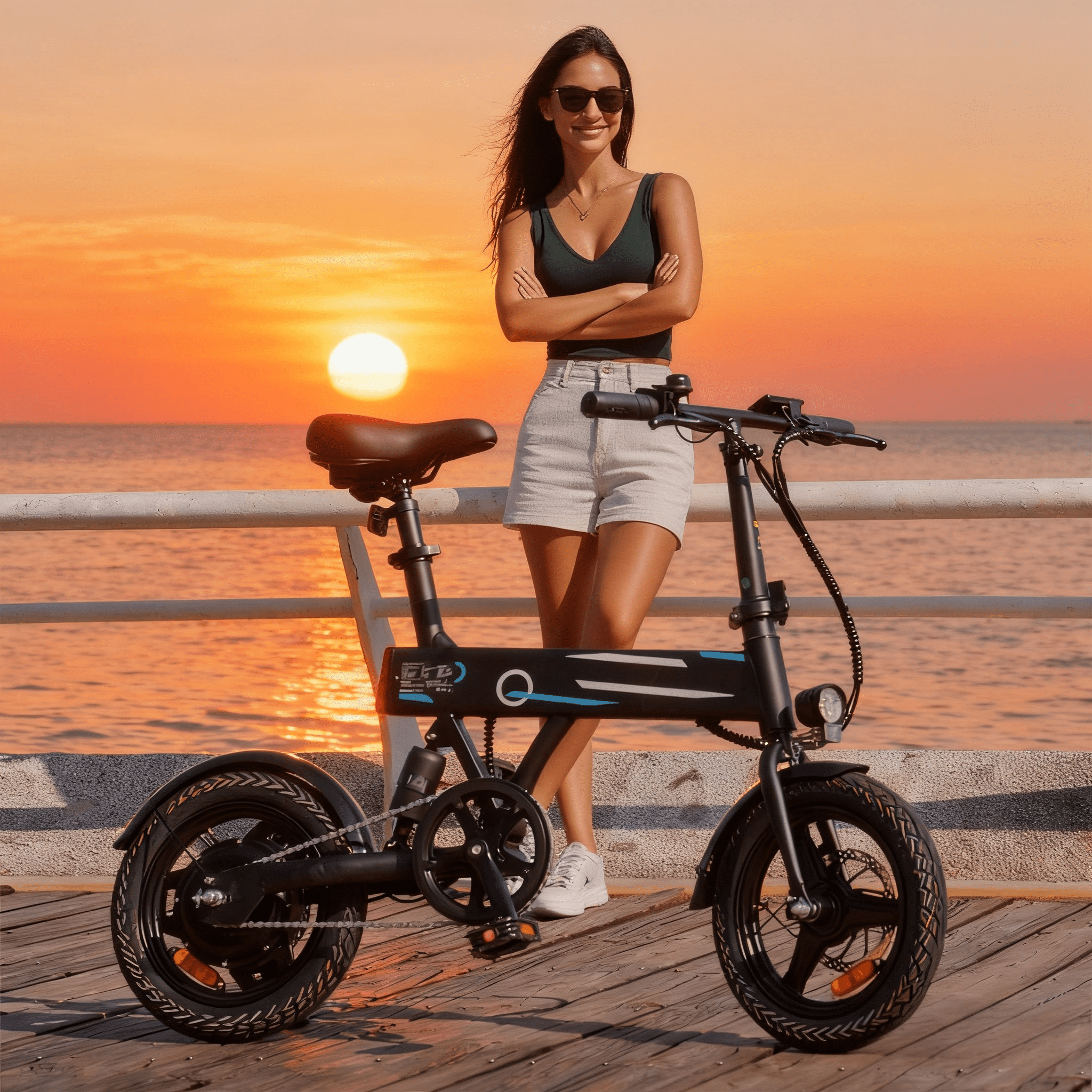 500W Electric Bike,20 mph Folding Electric Bicycle for Adults Teens,Commuter E-Bike with LCD,Battery,Dual Disc Brakes