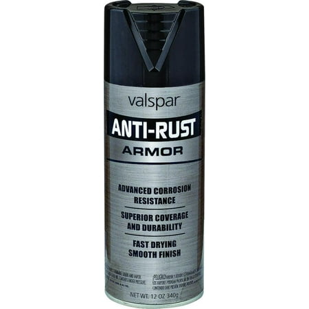 Valspar 21924 Anti-Rust Enamel Spray Paint, Gloss, Black, 16 oz Can