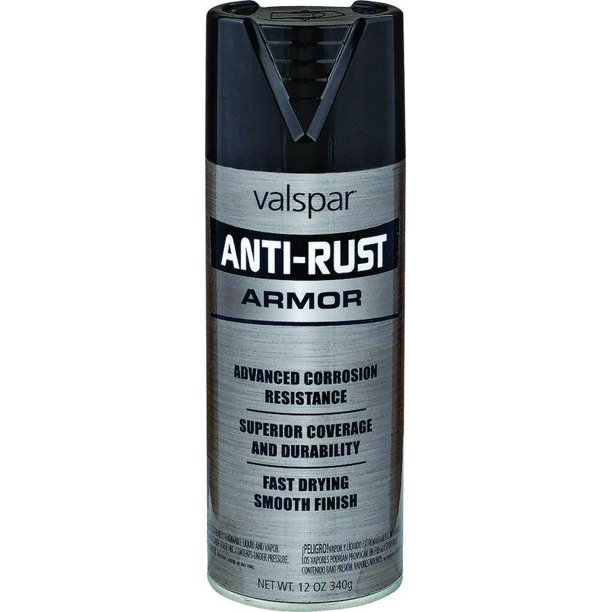 Valspar 21924 AntiRust Enamel Spray Paint, Gloss, Black, 16 oz Can
