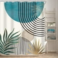thumbnail image 2 of Mid Century Green Boho Shower Curtain, Abstract Modern Shower Curtains for Bathroom, Plant Botanical Leaf Arch Sun Fabric Liner Waterproof Polyester 12 Pack Hooks 60Wx72L Inches, 2 of 8