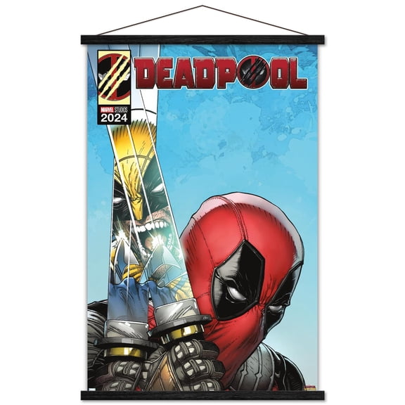Marvel Deadpool & Wolverine - Homage Cover Deadpool Swords Wall Poster with Magnetic Frame, 22.375" x 34"