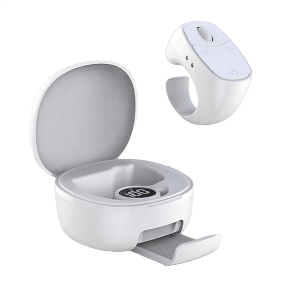 Roller Smart Fingertip Ring Remote Control Mouse Wireless Bluetooth Mobile Selfie Video Mice Automatic Turner Browsing B,1 x Product Manu,White