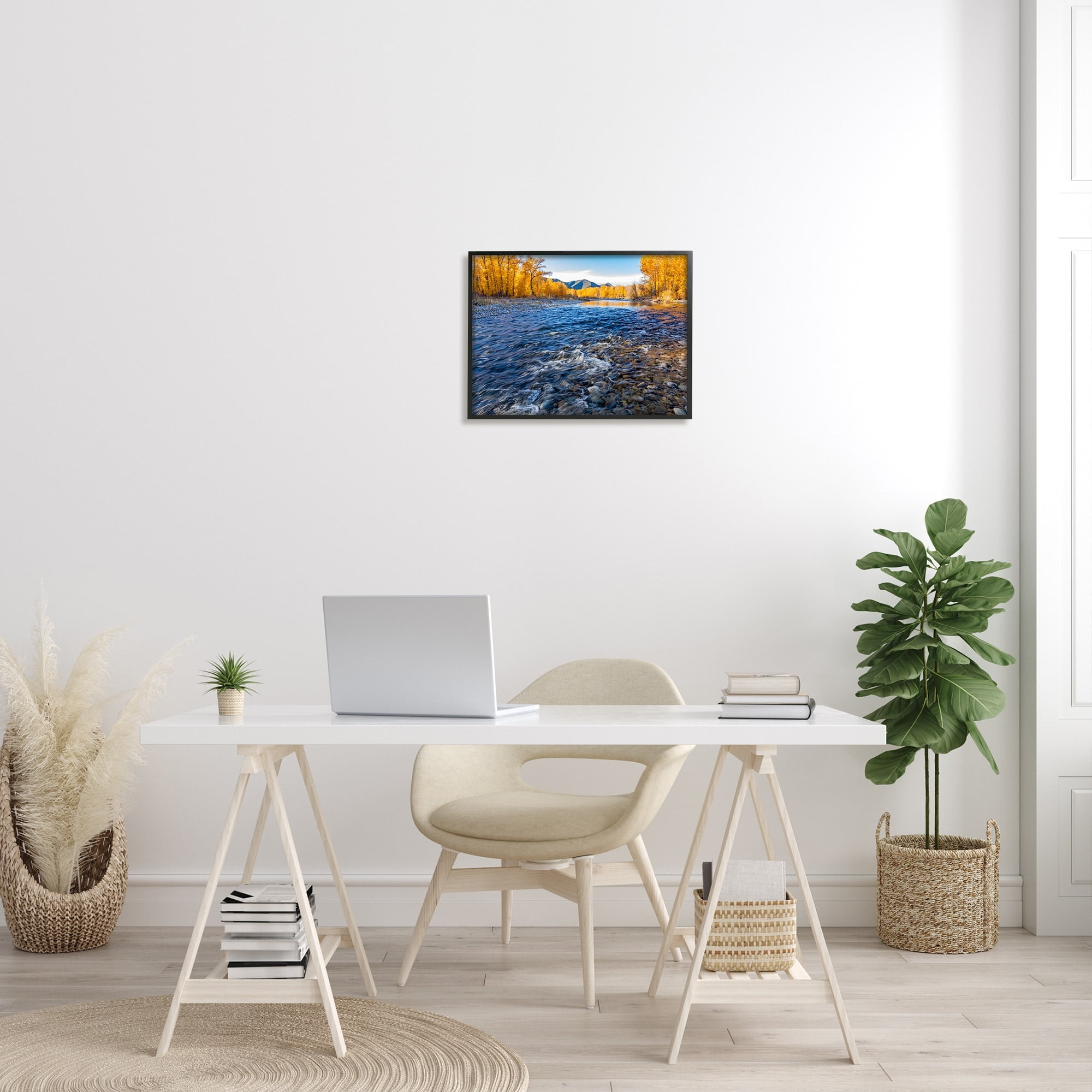 Stupell Industries Serene Babbling Brook Foliage Surrounding Lake Water Photograph Black Framed Art Print Wall Art, Design by Steve Smith
