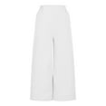 thumbnail image 5 of Sales of The Day, lcziwo Women's Loose Palazzo Capri Pants Summer Casual High Waisted Flowy Cropped Pants Solid Color Wide Leg Lounge Trousers with Pockets White XL, 5 of 9