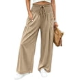 thumbnail image 3 of RongHuan Womens Baggy Wide Leg Palazzo Pants Casual Boho High Waist Trousers Trendy Soft Pleated Pants with Pockets, 3 of 8