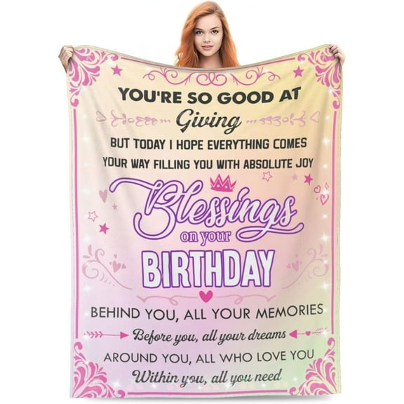 Birthday Gifts for Women/Her Friendship Blanket 60"x50", Happy Birthday Decorations Women Throw Blankets, Bday Gift for Women Unique, Womens Birthday Gift Ideas for Her Friend Mom Sister Wife Grandma