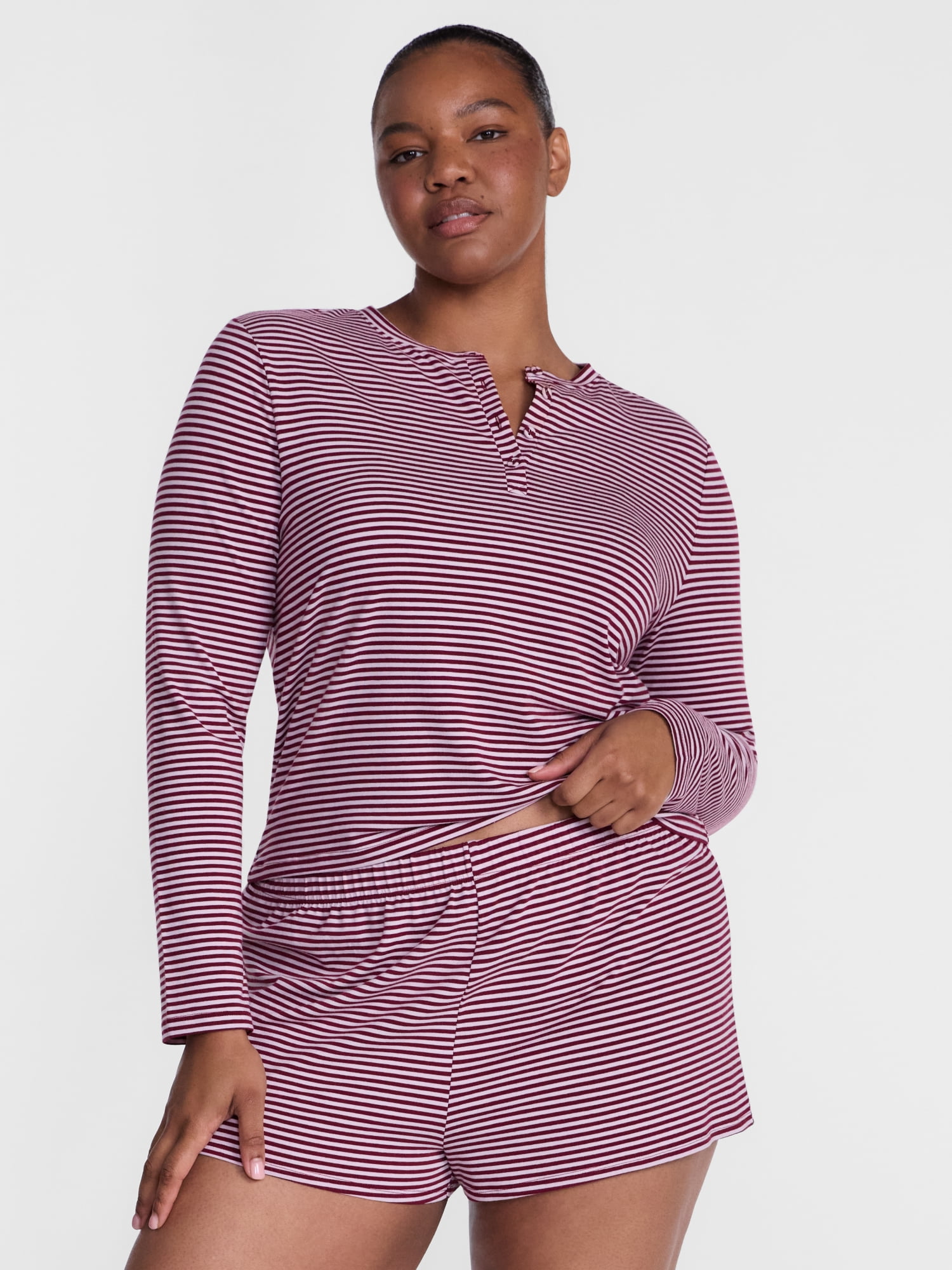 Joyspun Women’s Henley Sleep Top, Sizes S-3X
