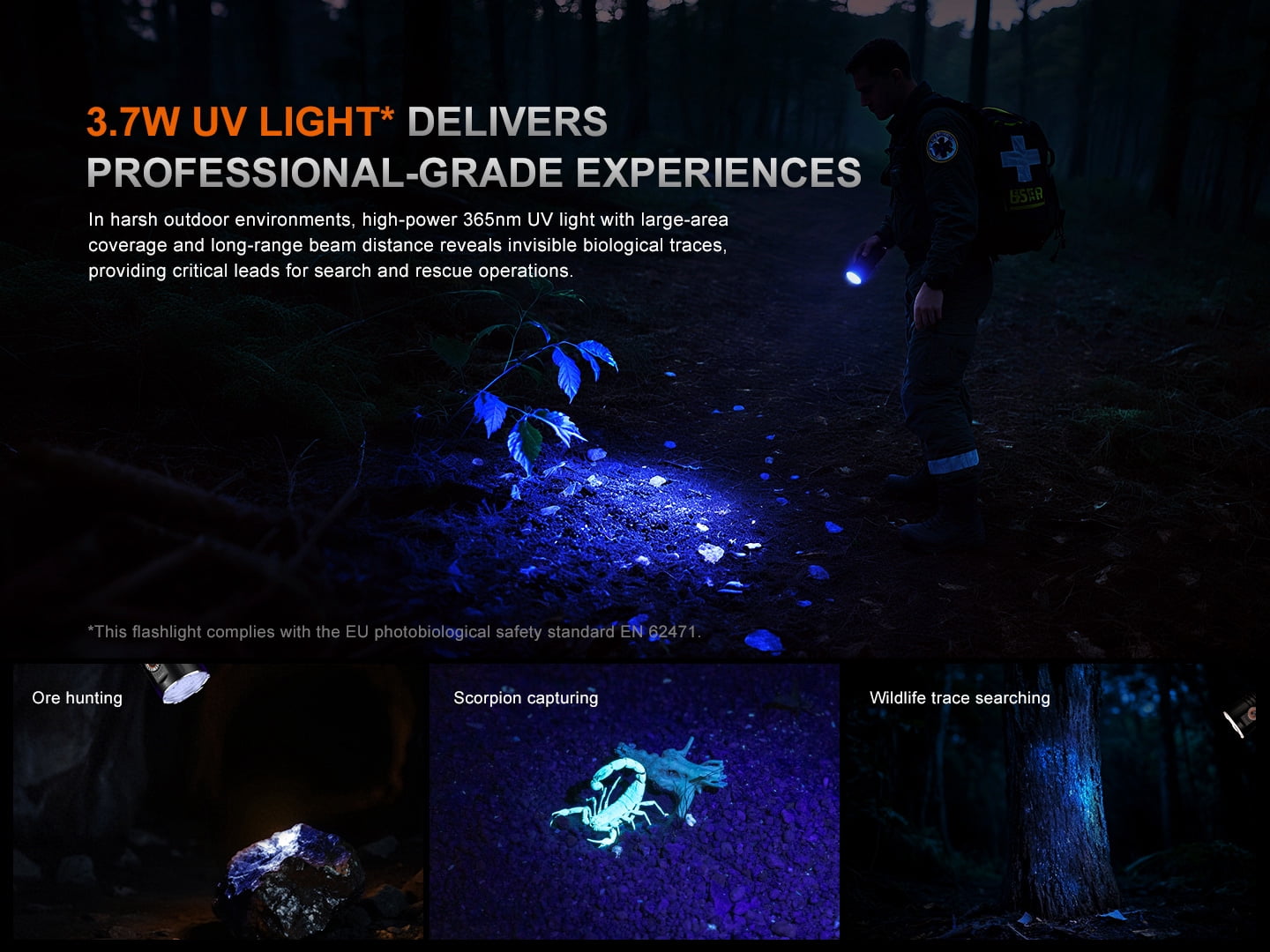 Fenix LR35R Pro 10000 Lumen Ultra Bright Flashlight with UV Light + LumenTac Organizer