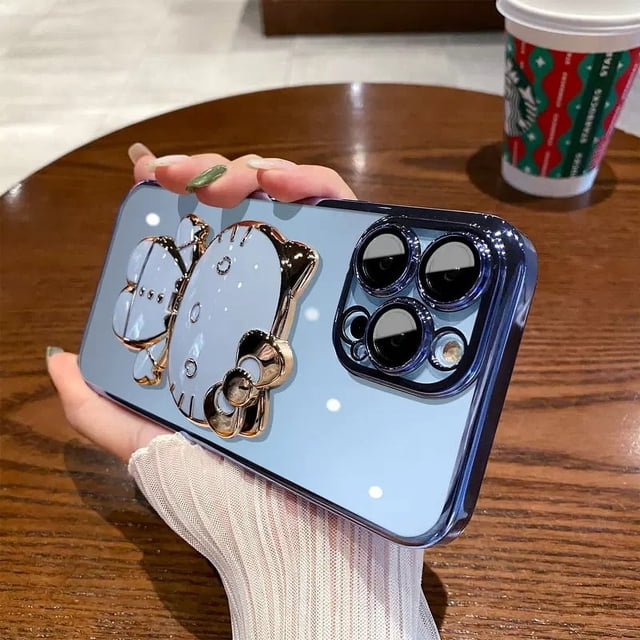 Nueva funda de teléfono con soporte de espejo de maquillaje de gato galvanizado hello kitty lindo para iphone Xr Xs 11 12 13 14 Pro Max