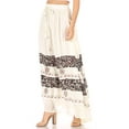 thumbnail image 3 of Sakkas Sandra Women's Casual Long Maxi Boho Gypsy Skirt Elastic Waist & Pockets - Ivory - Plus Size, 3 of 5
