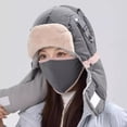thumbnail image 4 of XIAOCHA Goggle‑Compatible Trapper Hat for Women Padded‑Shell Fall‑Winter Bonnet,Grey, 4 of 6