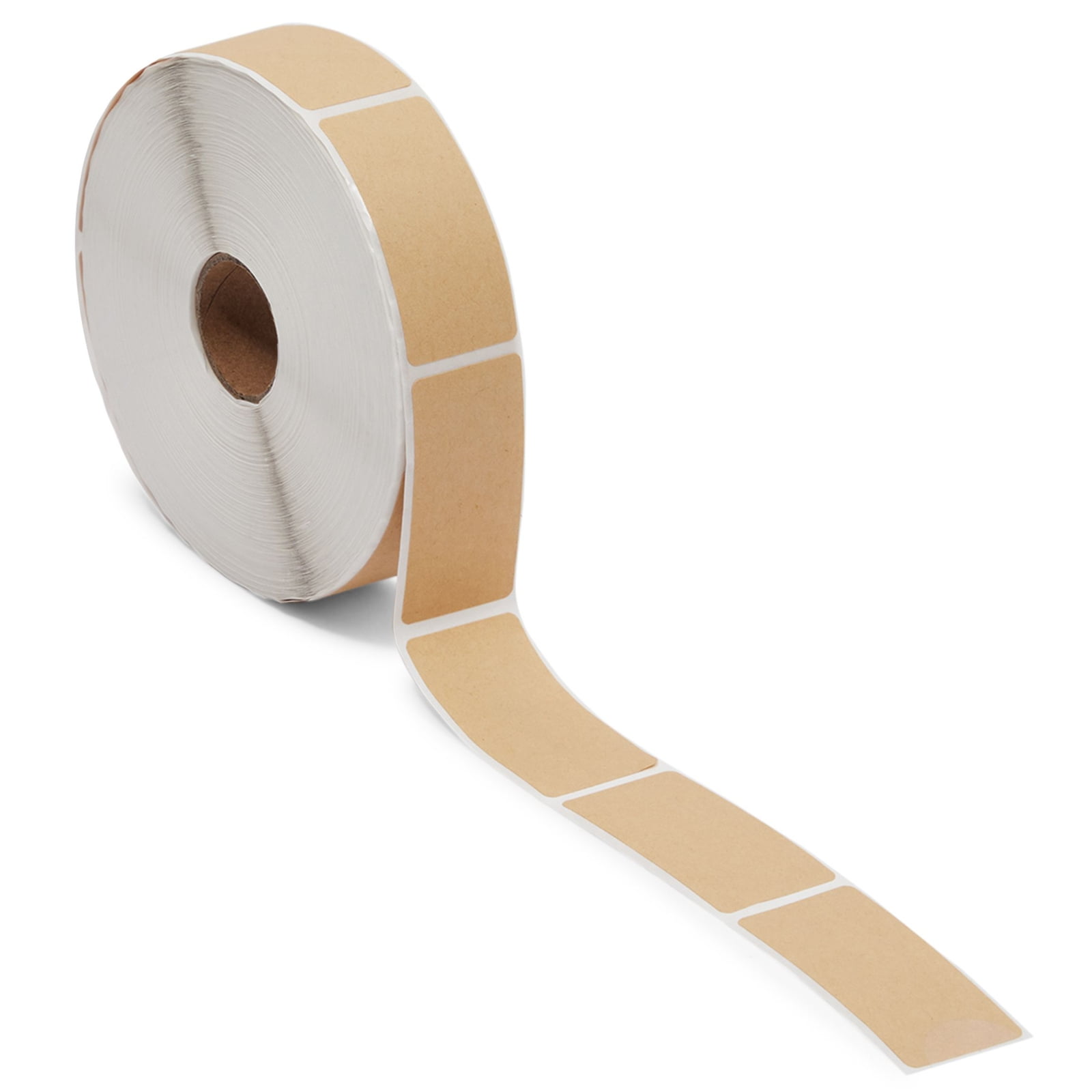 1000 Piece Brown Kraft Paper Sticker Labels Roll, Rectangular Reinforcement Envelope Seals for Labeling, 1 x 2 in