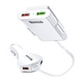 thumbnail image 2 of Car Charger QC3.0 4 USB Ports Fast Charge Phone Charging Adapter Portable Auto Charger with Extension Cord, White, 2 of 8