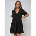 thumbnail image 4 of V-Neck A-Form Mini Dress, 4 of 5