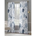 thumbnail image 4 of Vintage Flowers Sheer Curtains 108 Inch Long 2 Panels, Light Blue Flowers Leaf Decoration Light Filtering Rod Pocket Semi Sheer Curtains, Sheer Voile Drapes for Living Room Bedroom, 52"x108", 4 of 5