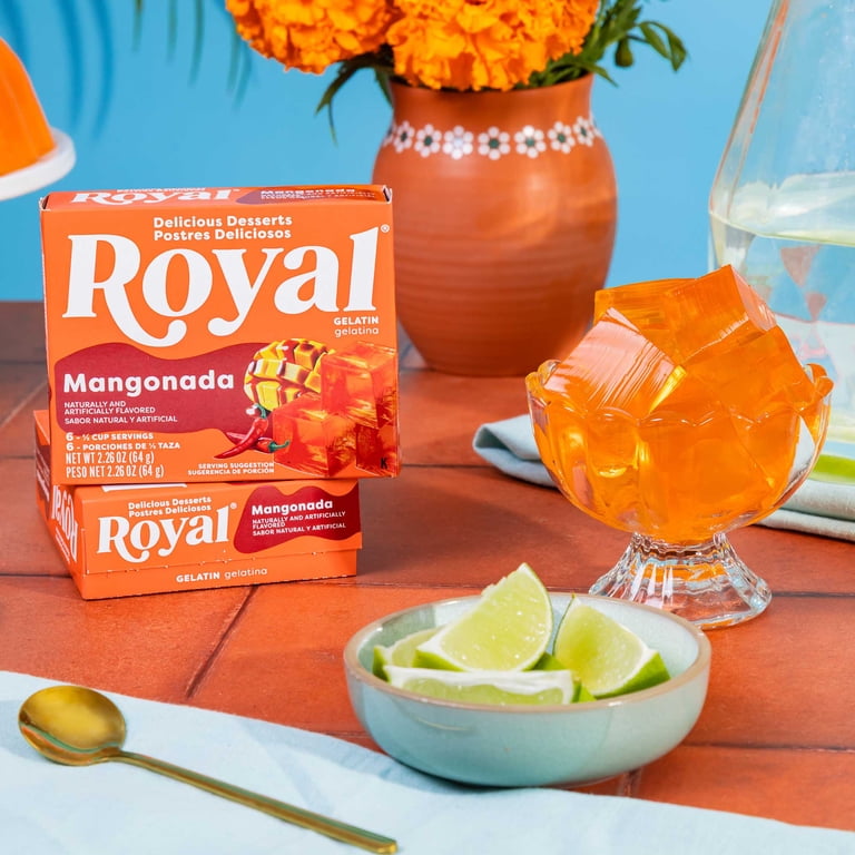 6 pack) Royal Mangonada Gelatin Dessert Mix, Fat-Free, 6 Servings