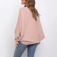 thumbnail image 3 of Women's Cable Knit Sweater Batwing Sleeve Oversized Slouchy Pullover (Pink, S), 3 of 3