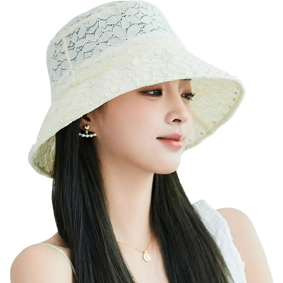 Elegant Bucket Hats for Women Lace Sun Hats for Women French Fishing Hats Wide Brim Beach Hat Slouchy Summer Hat Vacation