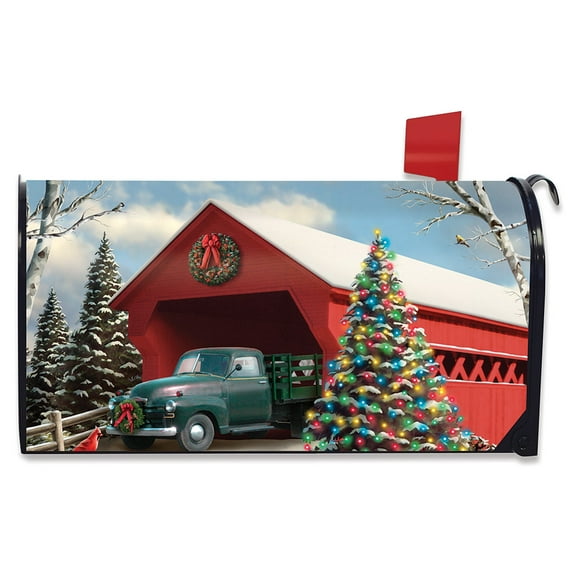 Briarwood Lane Snow Covered Bridge Christmas Mailbox Cover