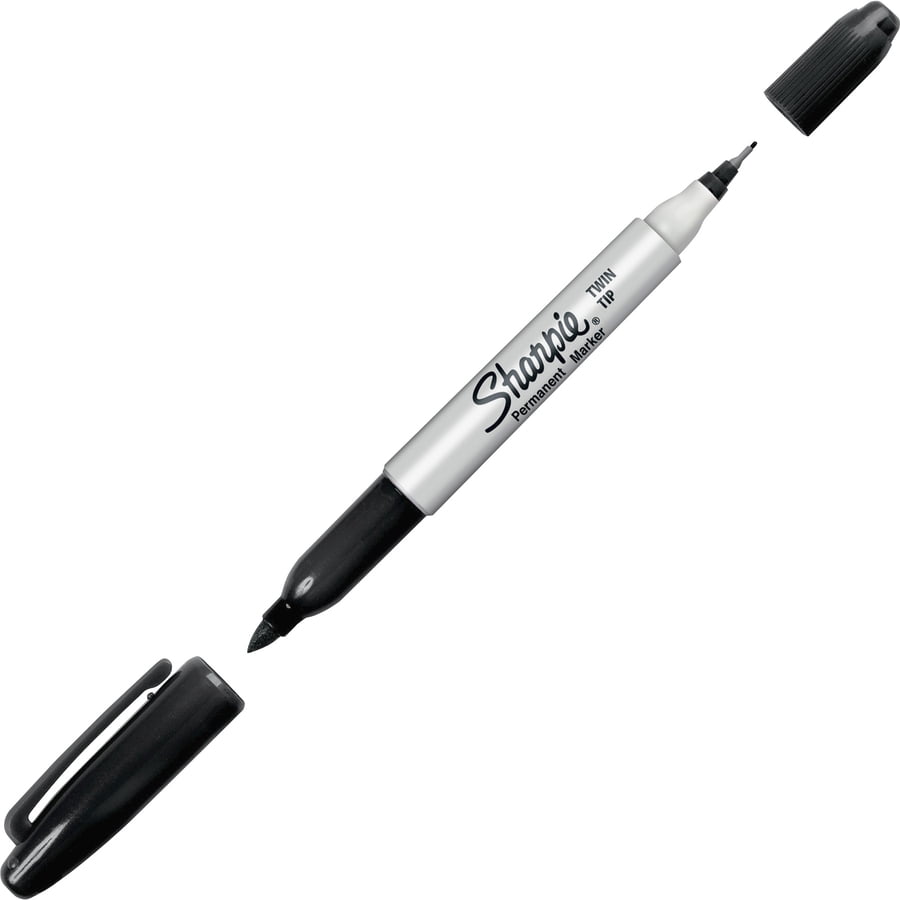 Sharpie Twin-Tip Permanent Marker, Extra-Fine/fine Bullet Tips, Black, Dozen | Order of 1 Dozen