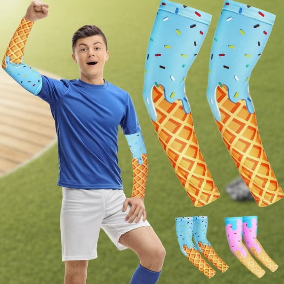 Ice Cream Baseball Arm Sleeves Cone Compression Arm Sleeves for Adult Sport