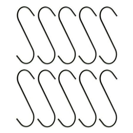 

10pc Heavy-Duty 5 Steel S-Hooks Rust-Resistant Black Oxide Finish - Great for Hanging Plants