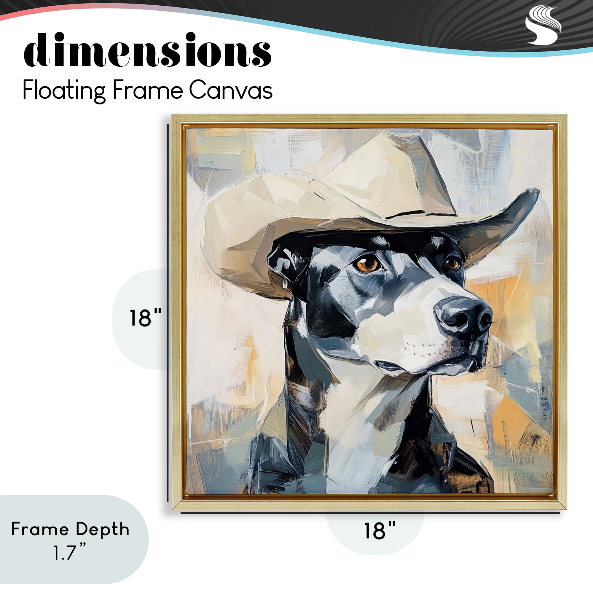 Stupell Industries Deputy Dog Cowboy Hat Gold Framed Floater Canvas Wall Art, design by Tina LeCour