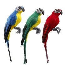 3Pcs Garden Decoration Props Artificial Macaw Parrot Crafts Simulation Parrots Home Ornament Artificial Feather Birds