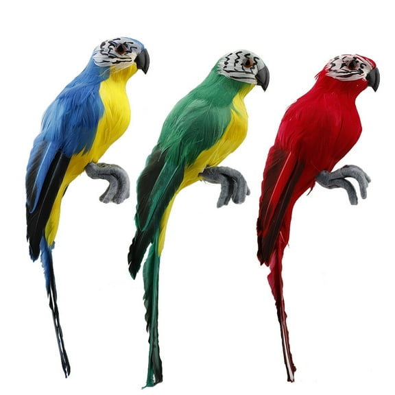 3Pcs Garden Decoration Props Artificial Macaw Parrot Crafts Simulation Parrots Home Ornament Artificial Feather Birds