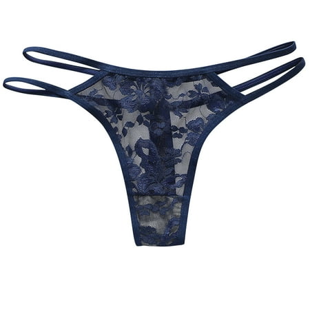 Top Pick: Women Panty  Bragas de mujer  Women s Panties Lace Seamless Low Waisted Ladies Thongs Physiological Underpants SOPATENOR Blue M