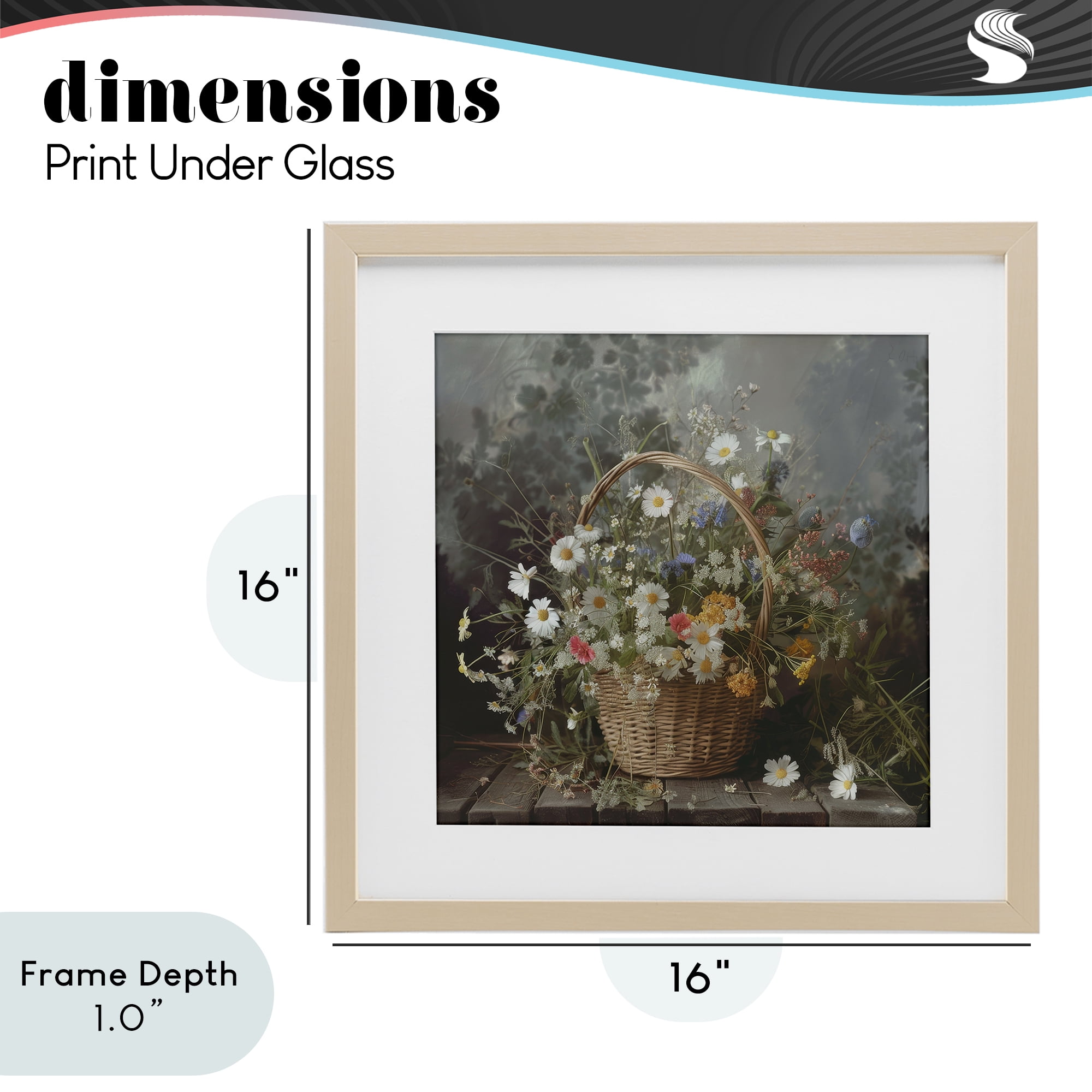 Stupell Industries Florals In A Basket Arrangement Birch Framed Print Under Glass, design by Lazar Studio