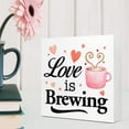 thumbnail image 4 of Zomyto 5x5 In Funny Coffee Wooden Box Sign,Love is Brewing Coffee, 4 of 6