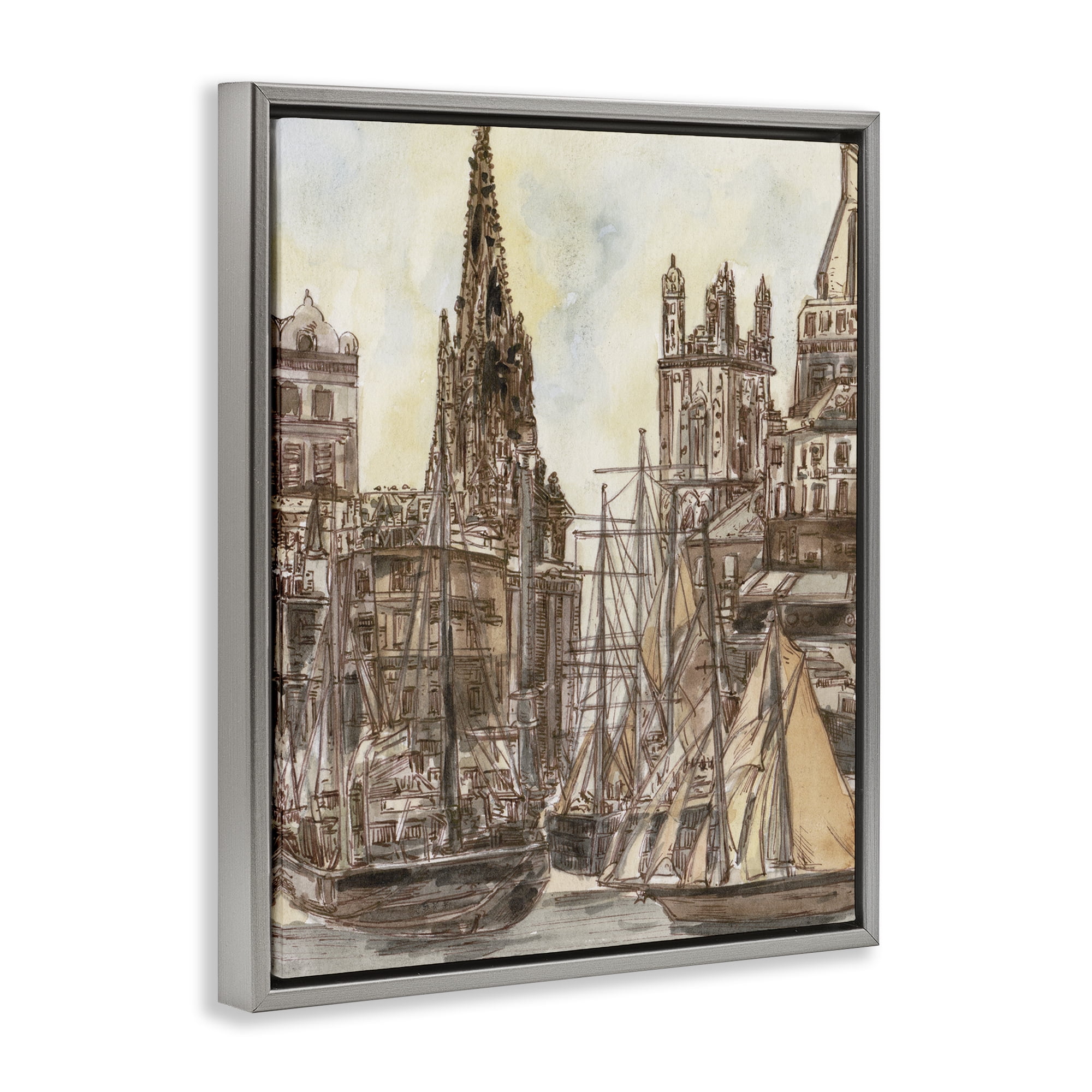 Stupell Industries Salted Remnants Harbor Gray Framed Floater Canvas Wall Art, design by Melissa Wang