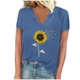 thumbnail image 1 of Camisetas de Manga Corta para las Mujeres, Impresión de Cuello en V Camiseta Casual Top Hecho de 95% Poliéster 5% Spandex para el Uso Diario de Primavera Verano, Camisetas para las Mujeres Casual, 1 of 4