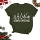 thumbnail image 4 of Navidad Mujeres Tops, Cuello Redondo Manga Corta Impresa Camiseta, Vintage Holiday Humor Tee Top, 4 of 7