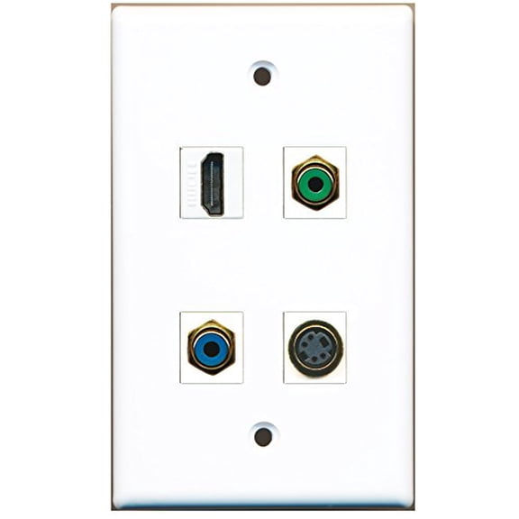 RiteAV - 1 Port HDMI 1 Port RCA Green 1 Port RCA Blue 1 Port S-Video Wall Plate