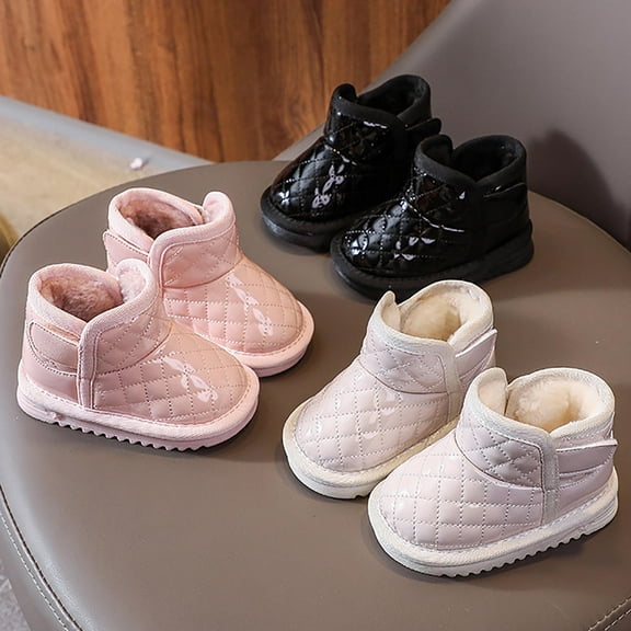 Miluxas Baby Boots Infant Toddler Boys Girls Ankle Booties Little Kids Winter Shoes for Indoor Outdoor Walking Warm Shoes White 2.5 Years